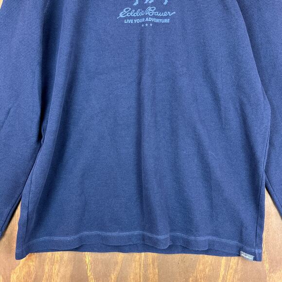 Eddie Bauer Mens Sweatshirt Blue Moose Graphic Thermal Pullover Long Sleeve TXL - Picture 4 of 14